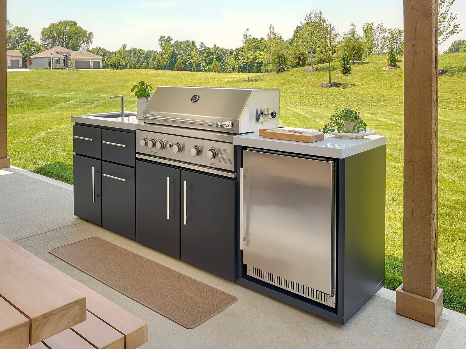 Emory | 9-Foot Outdoor Kitchen Island with Built-In Grill